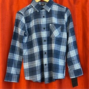🆕Hurley Boys' Long Sleeve Plaid Shirt – Size Large – NWT 👕